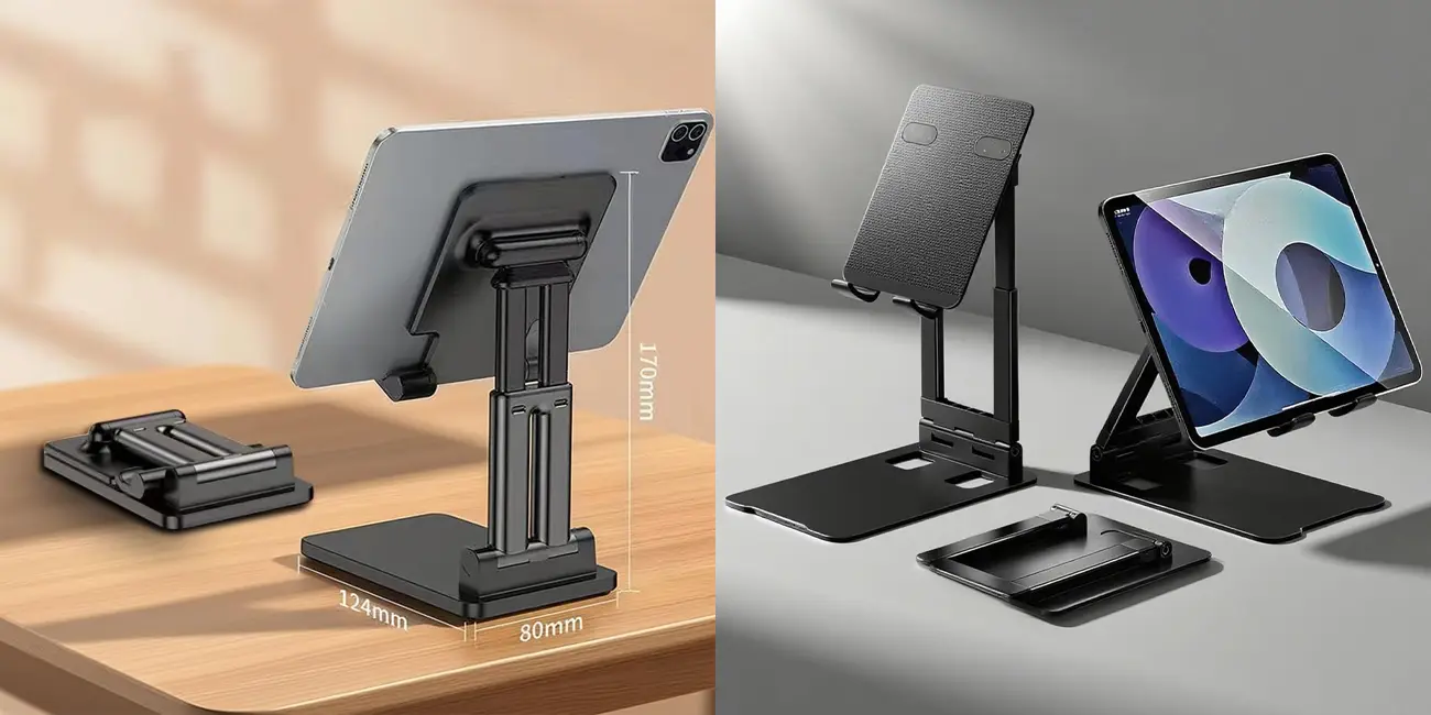 Soporte metálico plegable para móvil o tablet
