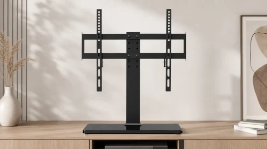 Soporte universal para TV de 27 a 55 pulgadas con base de vidrio templado y gestión de cables
