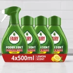 Fairy Poder Sin Remojo Limón Spray recambio de 2000 ml para vajilla y cocina, paquete de 4
