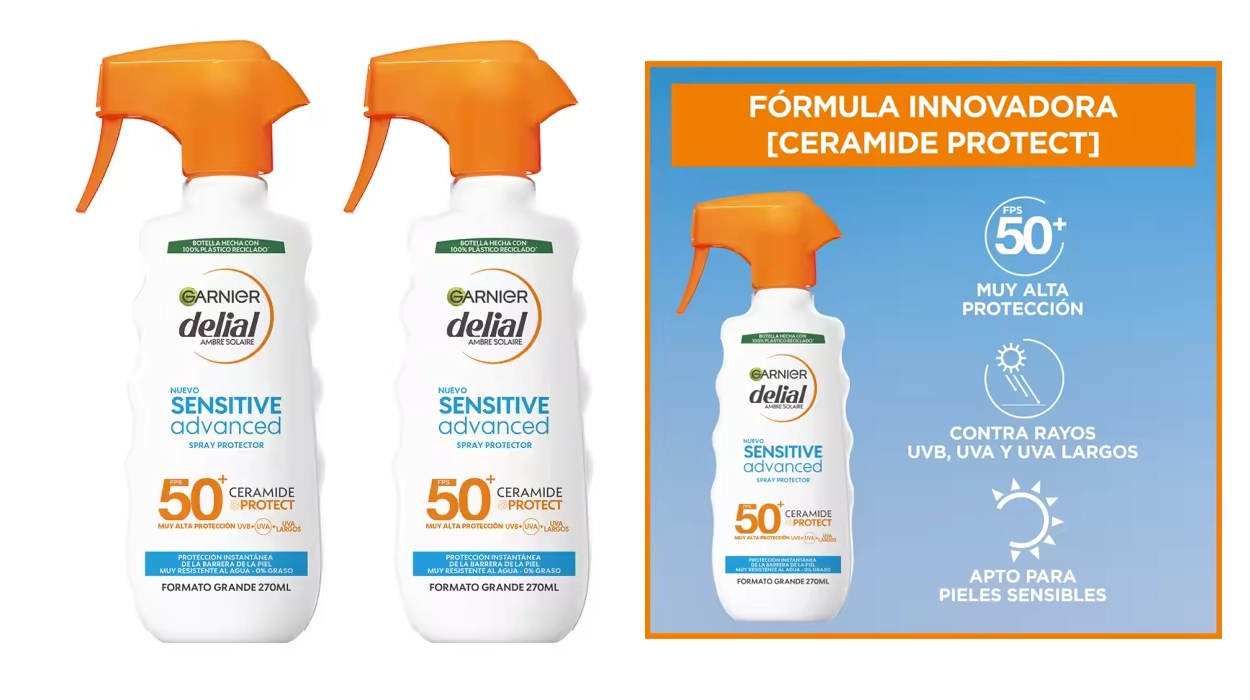 spray solar Garnier Delial Sensitive Advanced 50+ de 270 ml