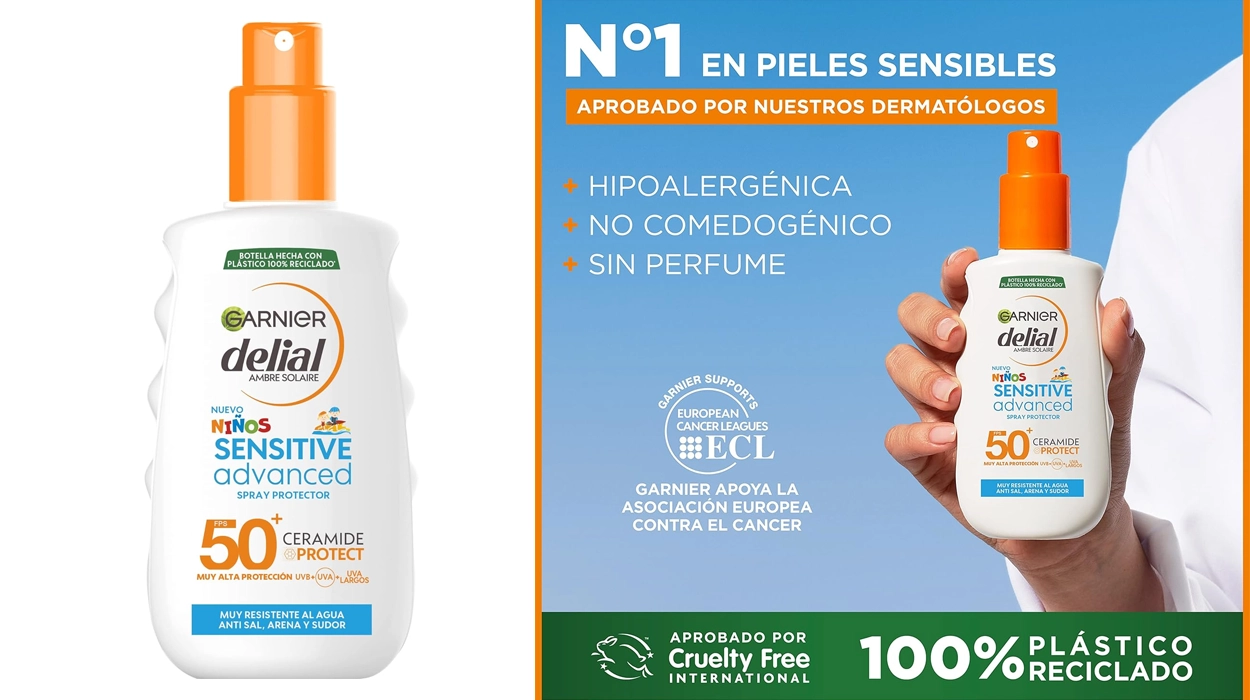 spray solar Garnier Delial Sensitive Advanced FPS50+ para niños