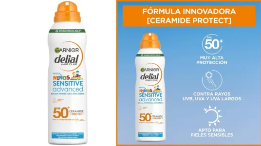 spray solar anti-arena Garnier Delial Sensitive Advanced IP50+ niños barato