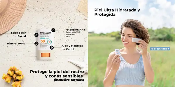 stick solar facial Babaria para niños y adultos