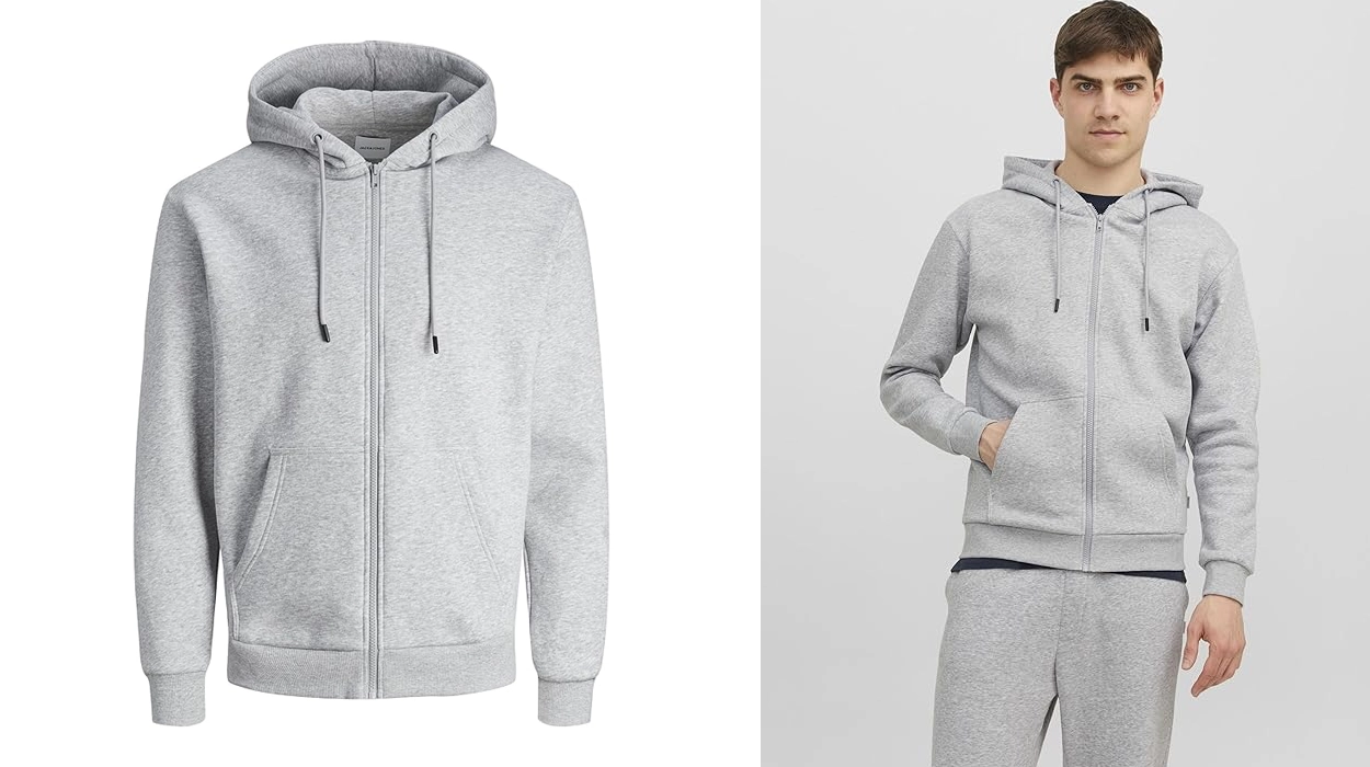 sudadera Jack & Jones Zip Hoodie Plain para hombre