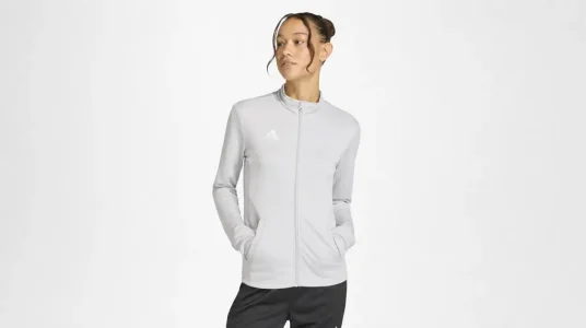 Sudadera deportiva Adidas Mujer Entrada26 con cremallera y corte entallado en gris claro