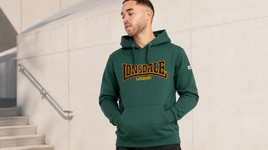 Sudadera con capucha Lonsdale Classic verde para hombre