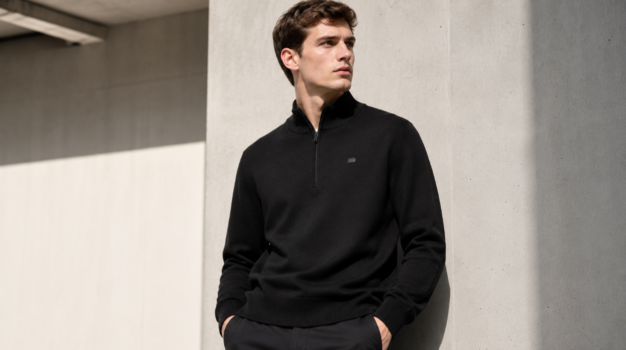 Calidad y diseño original: sudadera premium G-STAR 100% lana merino para hombre con media cremallera