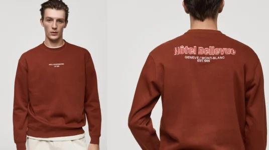 sudadera estampada con texto Mango Outlet relaxed fit para hombre