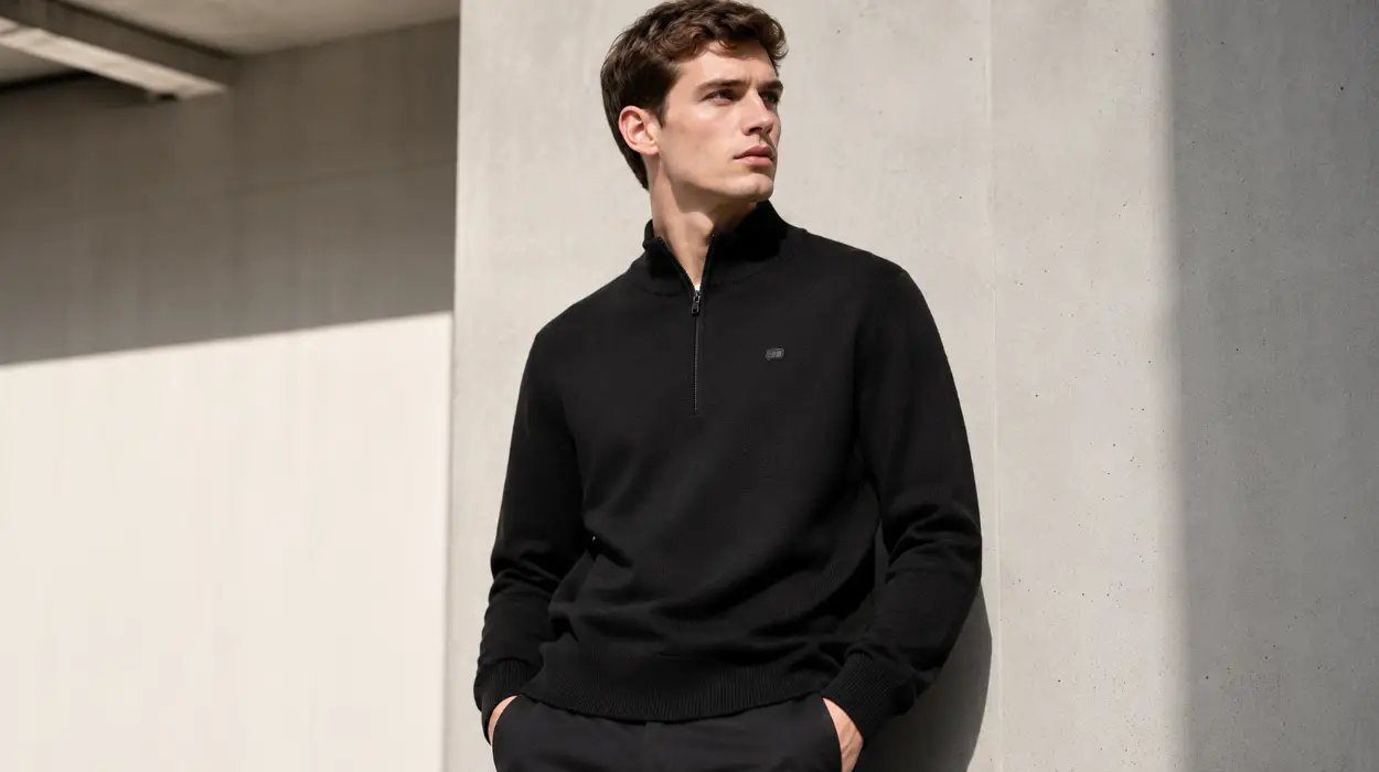 Calidad y diseño original: sudadera premium G-STAR 100% lana merino para hombre con media cremallera