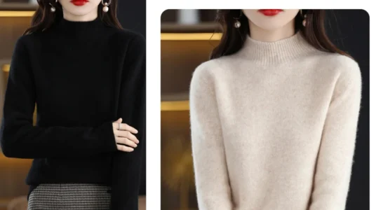 suéters cálidos de medio cuello alto para mujer
