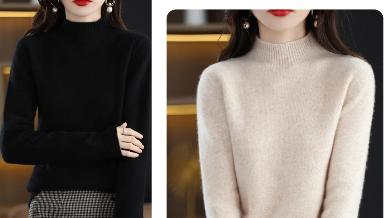 suéters cálidos de medio cuello alto para mujer