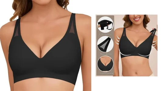 Sujetador Xnova sin aros y sin costuras, con relleno y escote en V para mujer