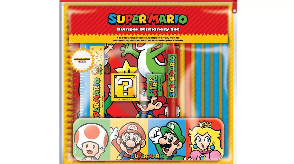 Set de papelería Super Mario Bumper de 10 piezas