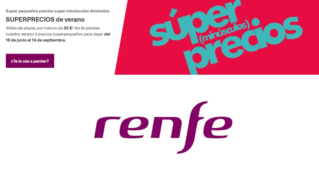 super precios de verano en Renfe