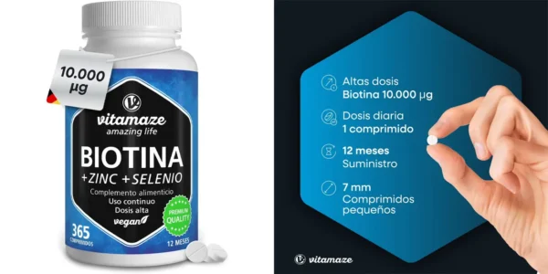 Complemento alimenticio Biotina de Zinc y Selenio con 365 comprimidos