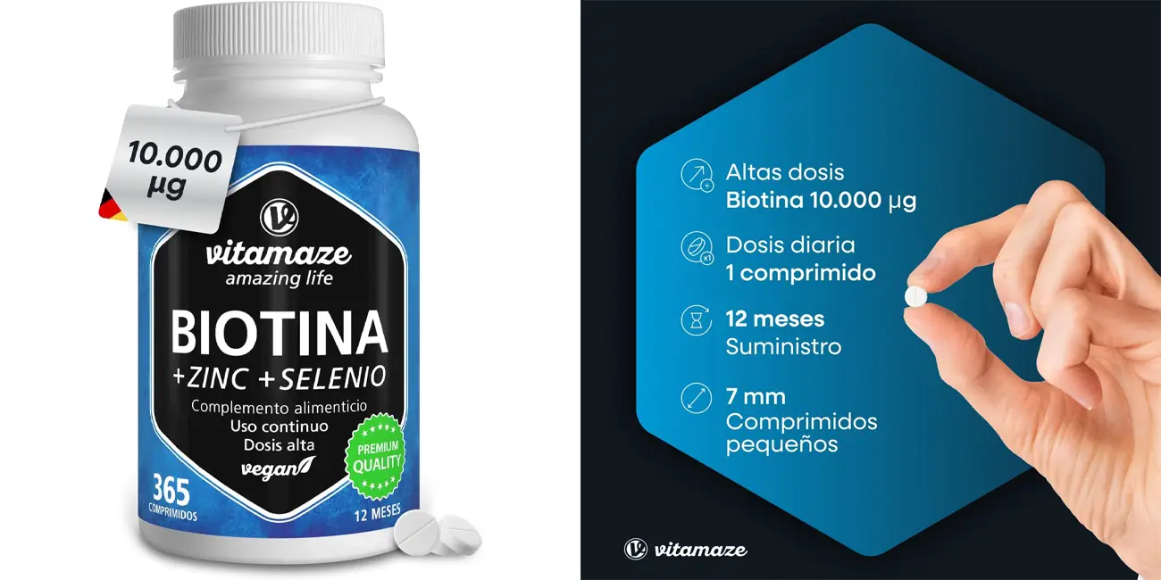 Complemento alimenticio Biotina de Zinc y Selenio con 365 comprimidos