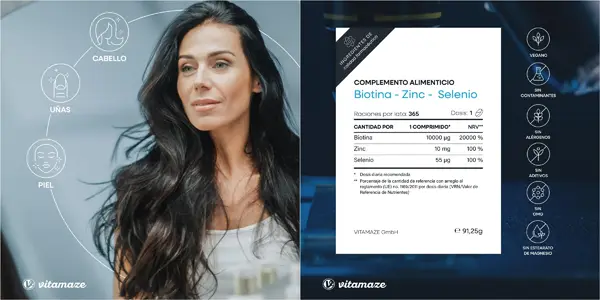 Complemento alimenticio Biotina de Zinc y Selenio con 365 comprimidos