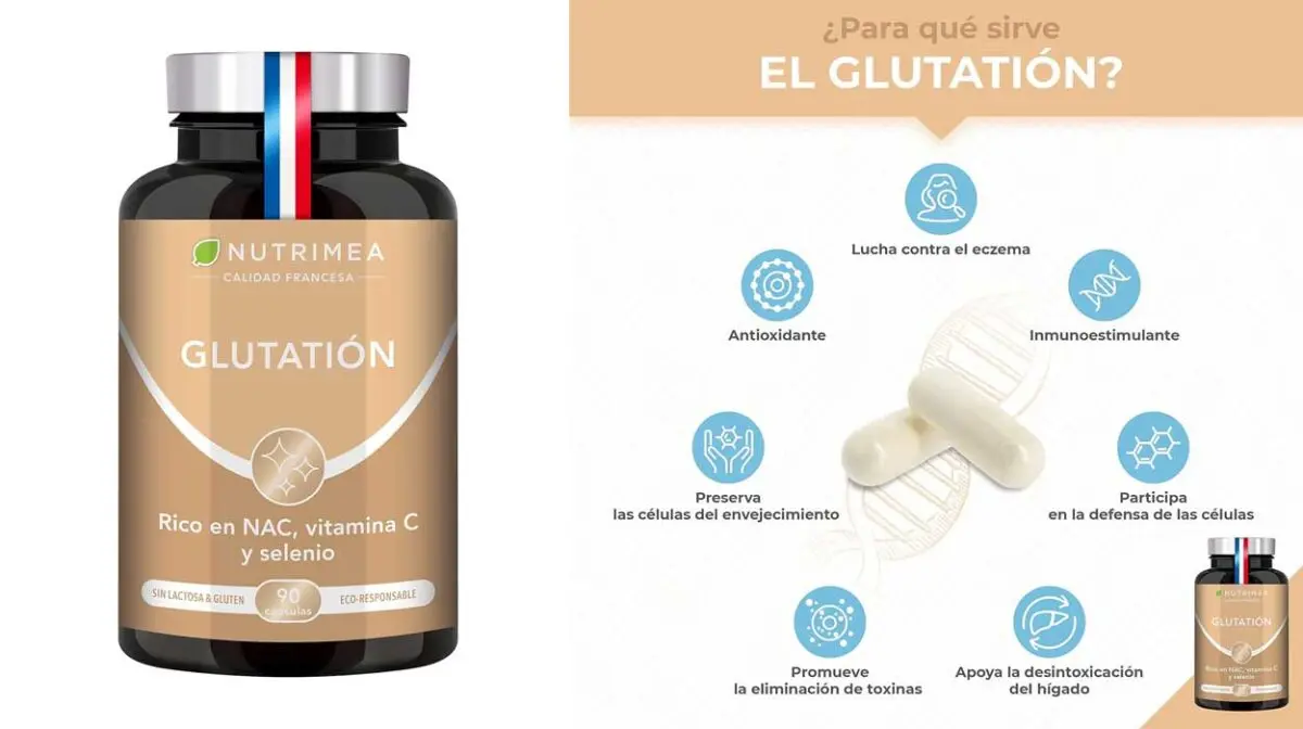 Suplemento de Glutatión antioxidante celular Nutrimea de 90 cápsulas