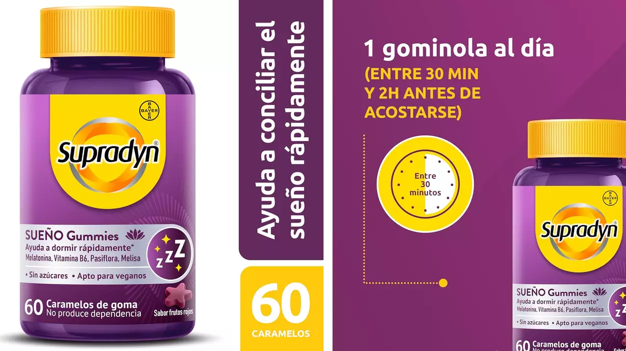 Supradyn Sueño Gummies, melatonina y plantas relajantes, 60 unidades