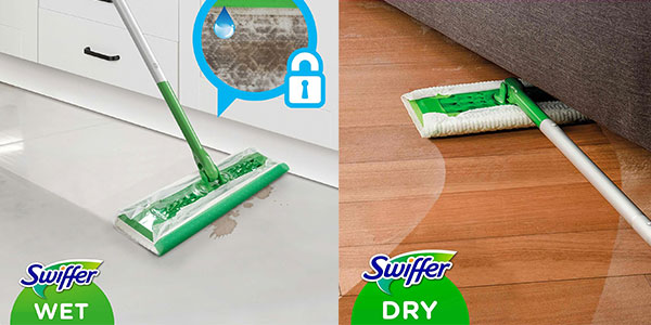 Set limpiador en seco y húmedo Swiffer con mopa y paños barato