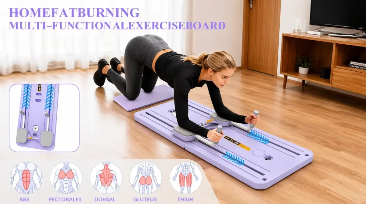 Tabla de Pilates portátil con resistencias y apoyo para rodillas