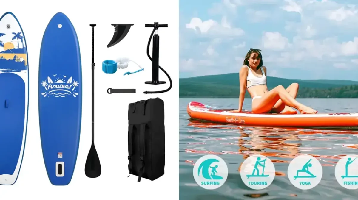 Tabla de surf hinchable FunWater con remo, bomba, mochila y accesorios