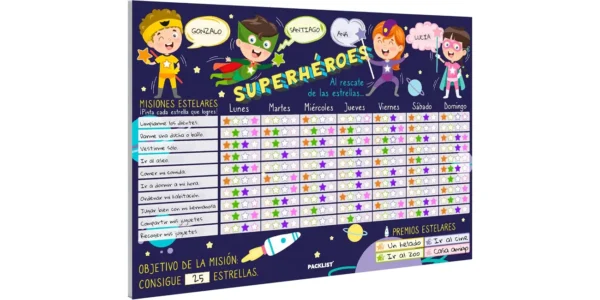 Tabla de recompensas PACKLIST para niños
