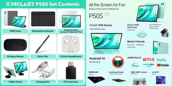 Tablet TECLAST P50S de 11"