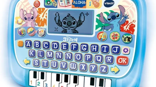 Tablet educativa de Stitch para niños +4 años con pantalla LCD, 10 actividades y 3 niveles de juego