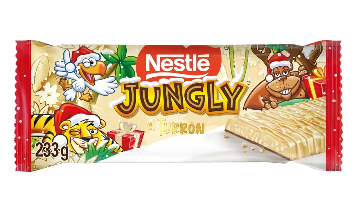 tableta de turrón Nestlé Jungly de chocolate blanco relleno de 233 g