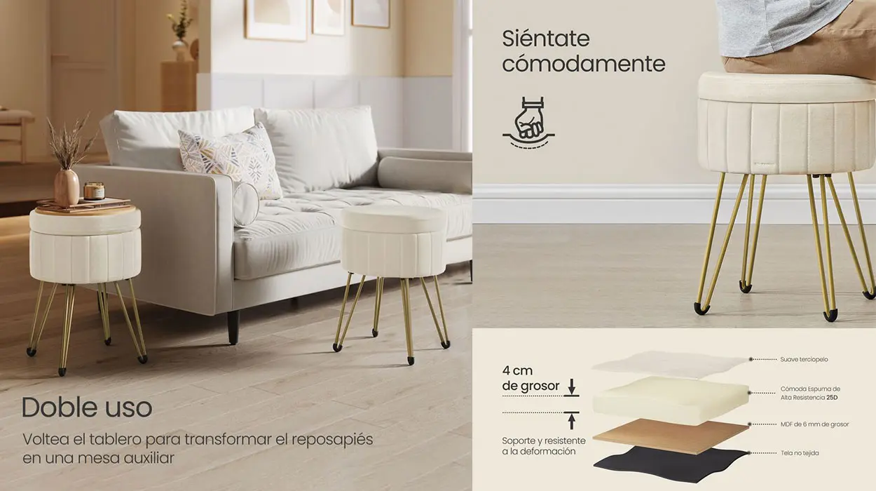 Taburete Songmics con almacenaje barato