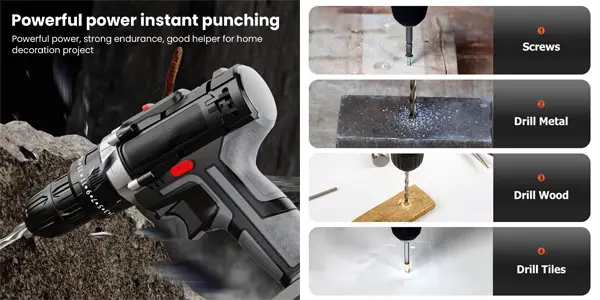 Taladro de impacto inalámbrico de 21V con accesorios