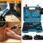 Set de taladro inalámbrico de 400W con 2 baterías, accesorios y maletín