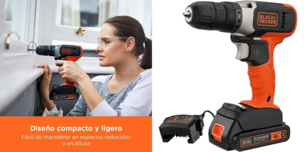 Taladro percutor Black & Decker de 18V