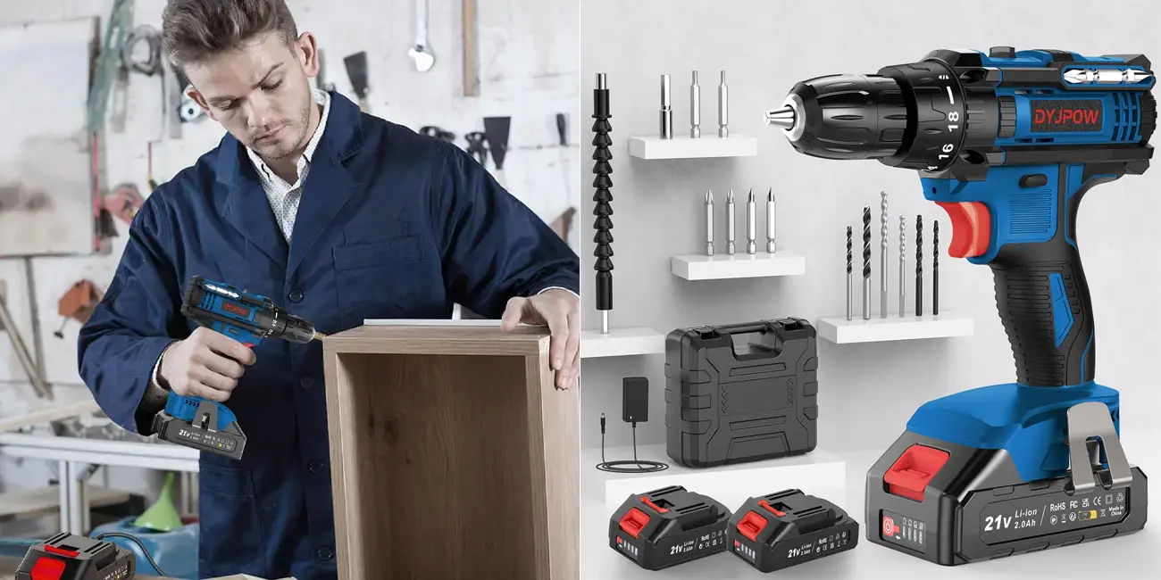 Taladro percutor a batería 21V de la marca DYJPOW