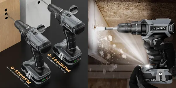 Taladro inalámbrico JYGMPRO con 2 baterías y accesorios