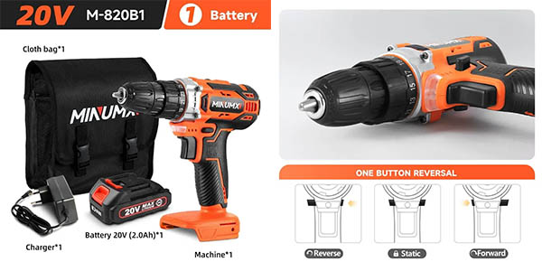 Taladro inalámbrico MINUMX M-820B1 de 20V