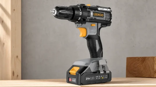 Taladro atornillador a batería LEEIKOO de 21V con luz LED, 2 velocidades y 20 accesorios