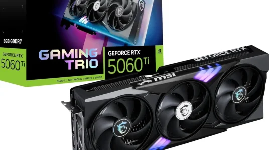 Tarjeta gráfica MSI GeForce RTX 5060 Ti 8G Gaming Trio OC con refrigeración TRI FROZR 4 y 8 GB GDDR7