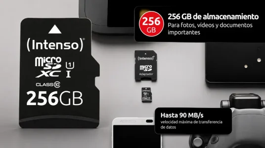 Tarjeta microSDXC Intenso Premium de 256 GB con adaptador SD