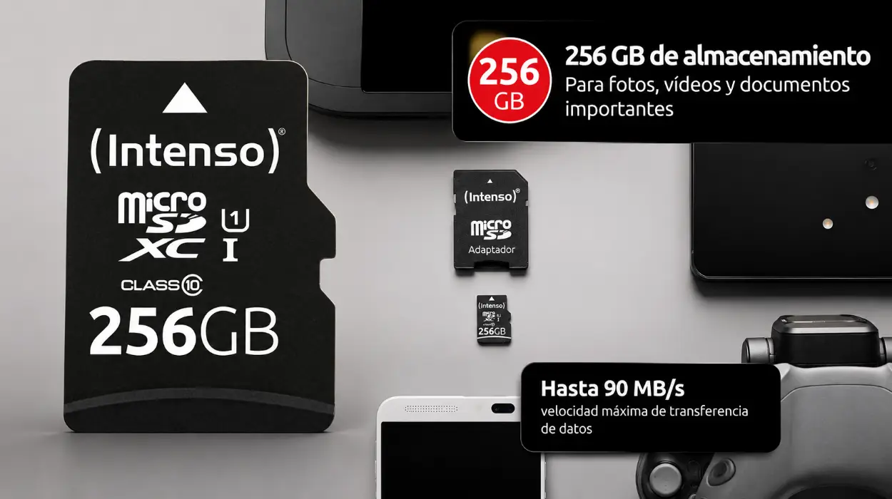 Tarjeta microSDXC Intenso Premium de 256 GB con adaptador SD