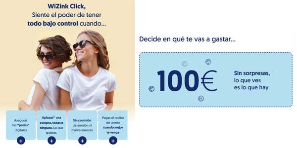 Tarjeta Wizink llévate 100€ promoción