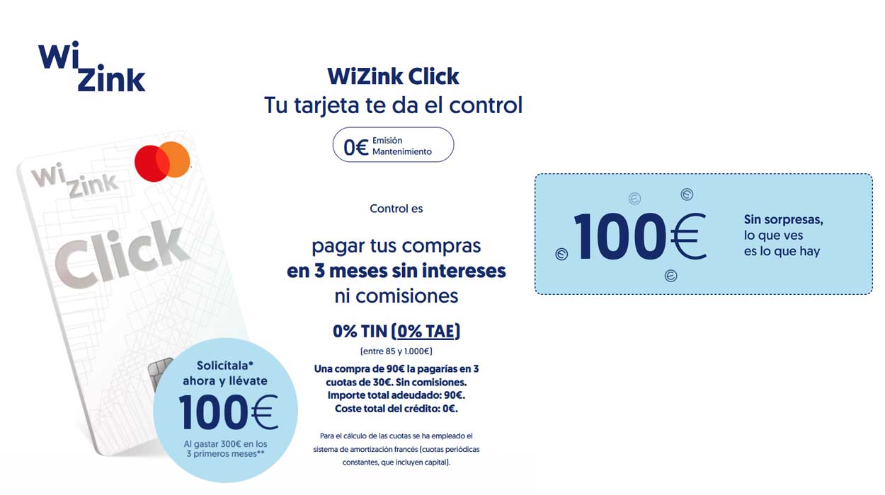 Tarjeta Wizink llévate 100€