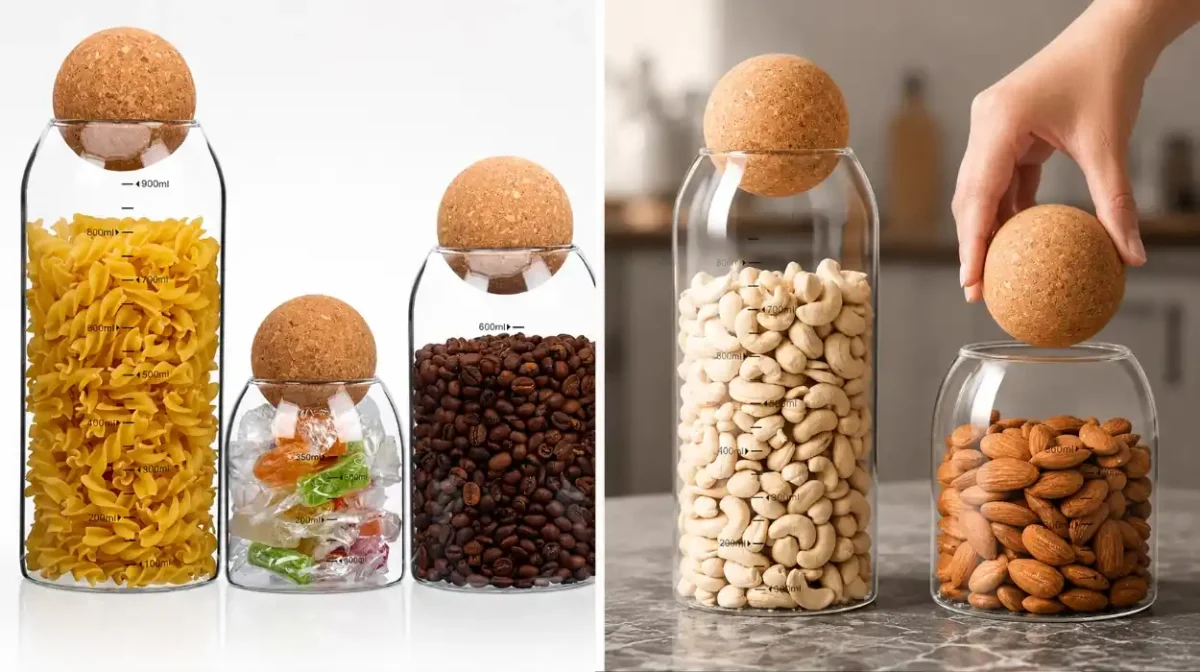 Orden y estilo con los tarros Belle Vous: vidrio resistente, tapa de corcho hermética y 500-1000 ml de capacidad