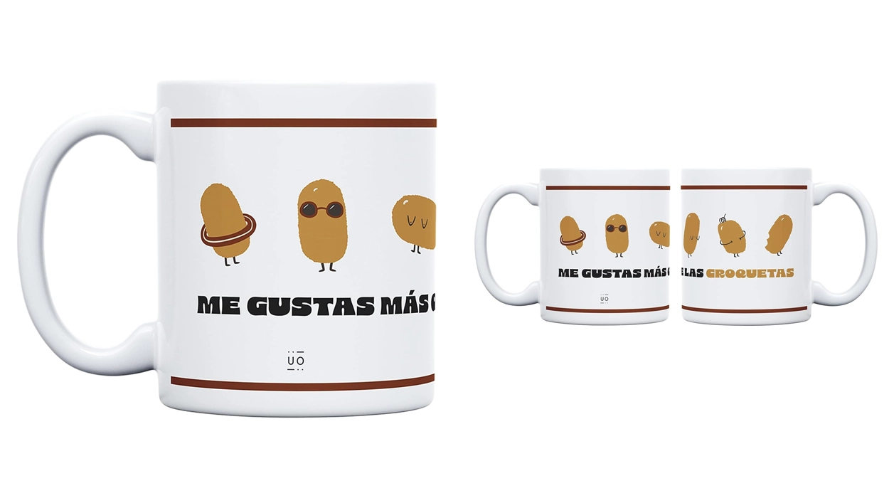 taza de regalo con mensaje “me gustas más que las croquetas”