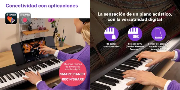 Piano digital Yamaha P-145BT de 88 teclas