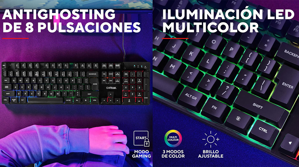 Teclado gaming Trust GXT 835 Azor retroiluminado barato