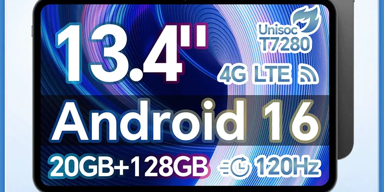 Teclast T65 Android 16 Tablet Pantalla de 13,4" 120 Hz T7280 8 núcleos 20 GB de RAM (8 GB + 12 GB de expansión) 128 GB ROM 4G LTE GPS 8000 mAh Tipo-C