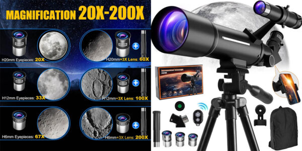 Telescopio astronómico Abask 70/400 mm