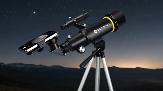 Telescopio de 70 mm para adultos principiantes con trípode y adaptador de teléfono